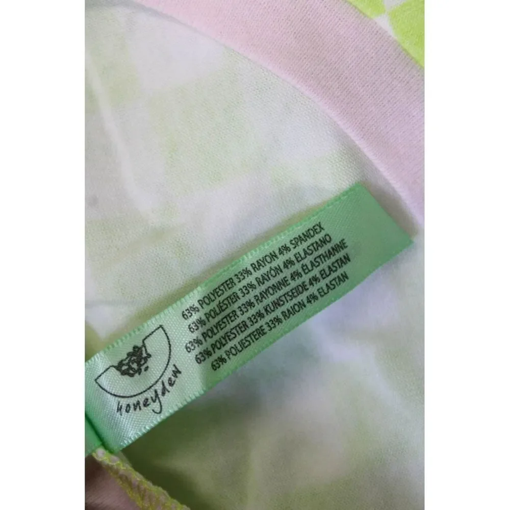 Honeydew Womens Checkered Print Long Sleeve Soft Pajama Set Green Sz XS